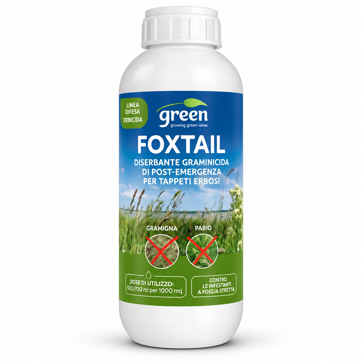 Foxtail 1 L – Diserbante Graminicida Selettivo di Post-Emergenza per Tappeti Erbosi, Contro Gramigna, Pabbio e Sanguinella