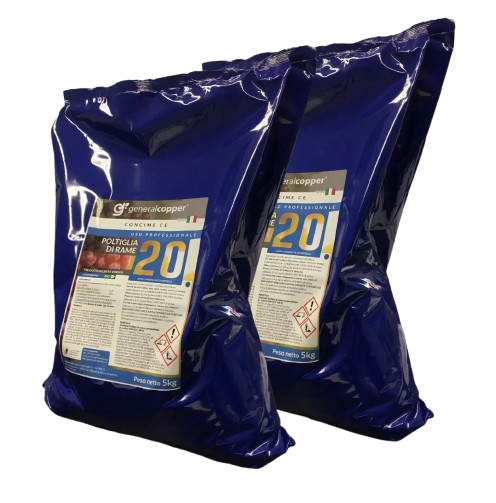 Poltiglia bordolese 20 – solfato di rame neutralizzato con calce, fungicida rameico bio per vite, olivo, orto e frutteto - 5 Kg - NaturePro