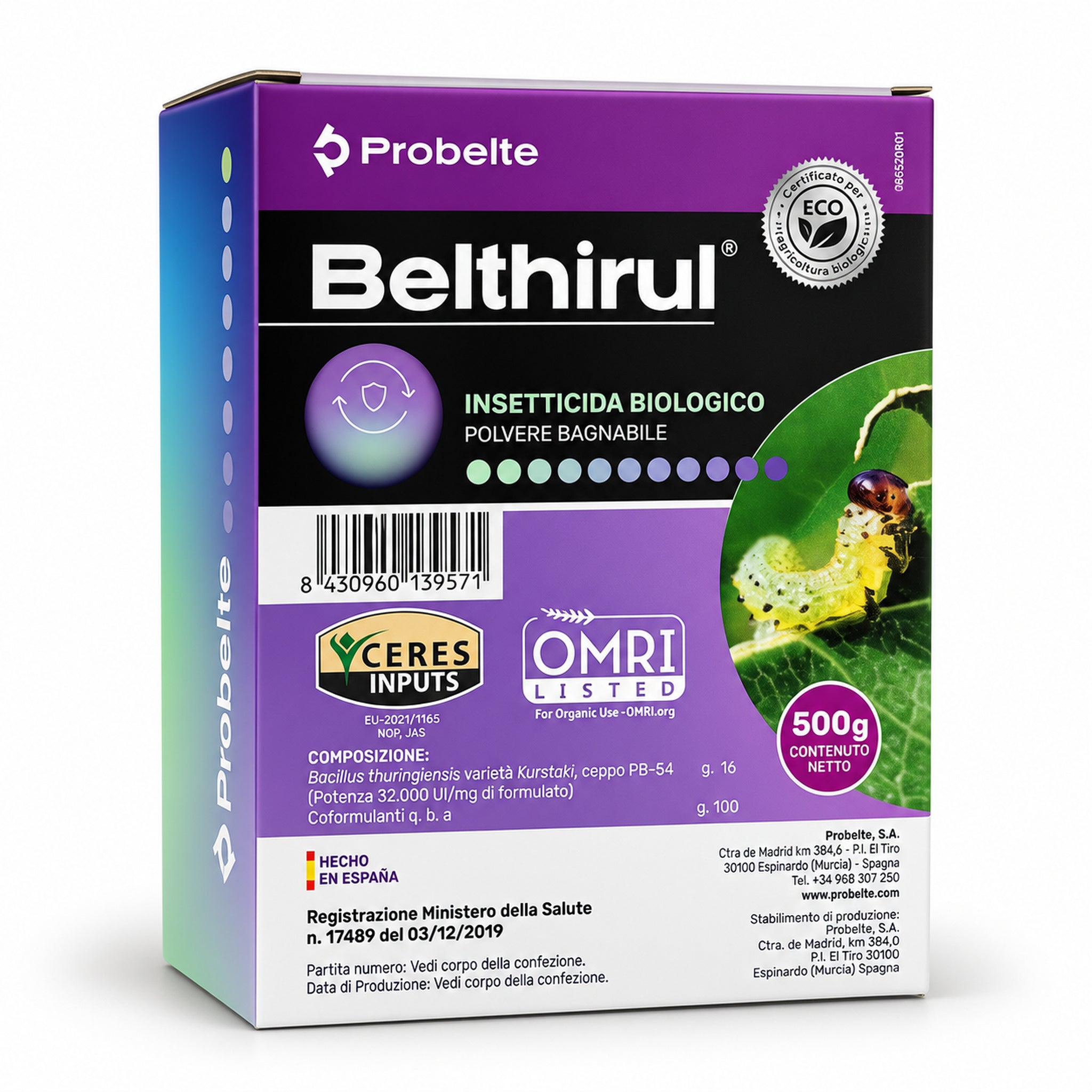 Belthirul Probelte 500 gr – Insetticida Biologico a Base di Bacillus thuringiensis per Orto, Frutteto