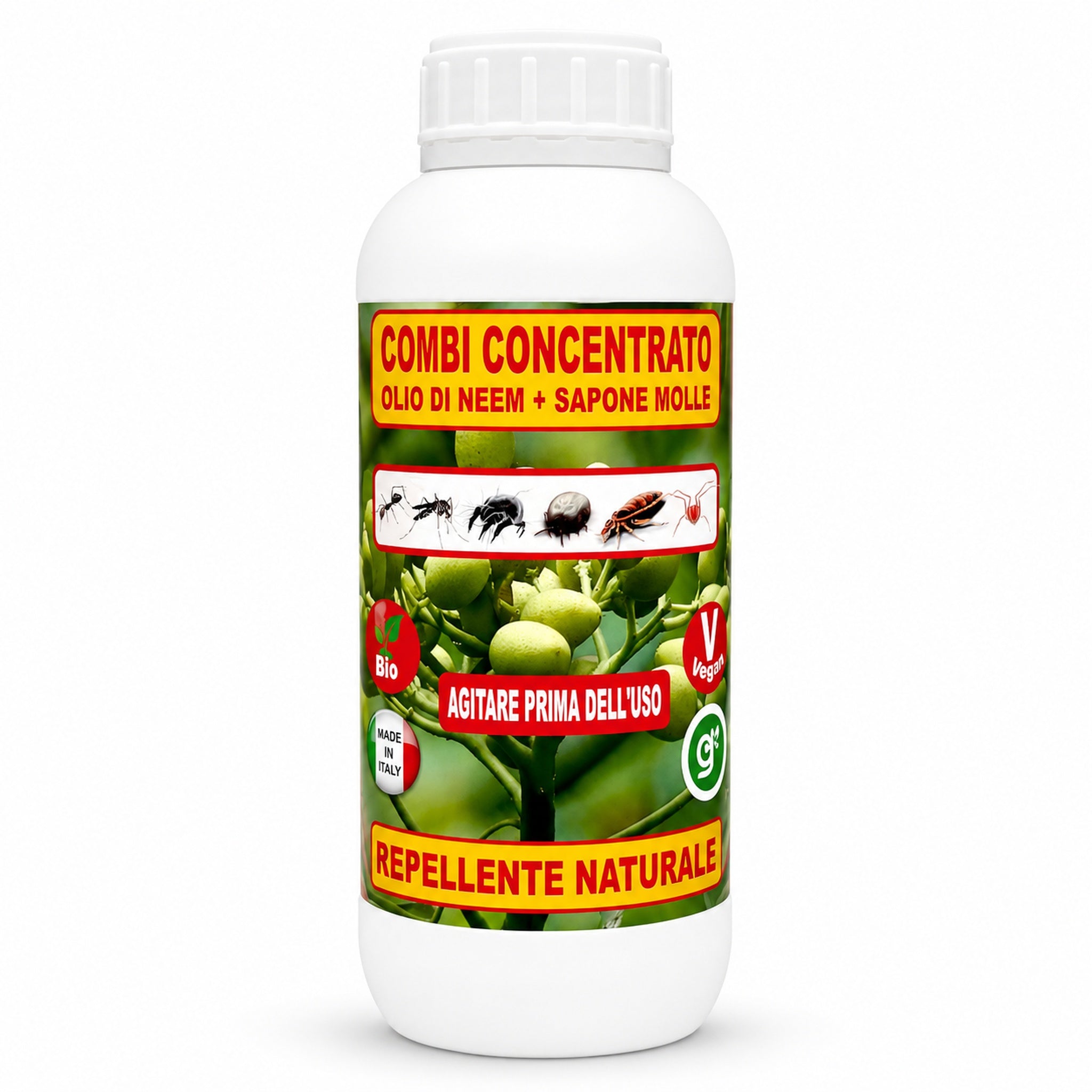 Repellente naturale piante 1 L – Concentrato Olio di Neem e Sapone Molle di Potassio - NaturePro