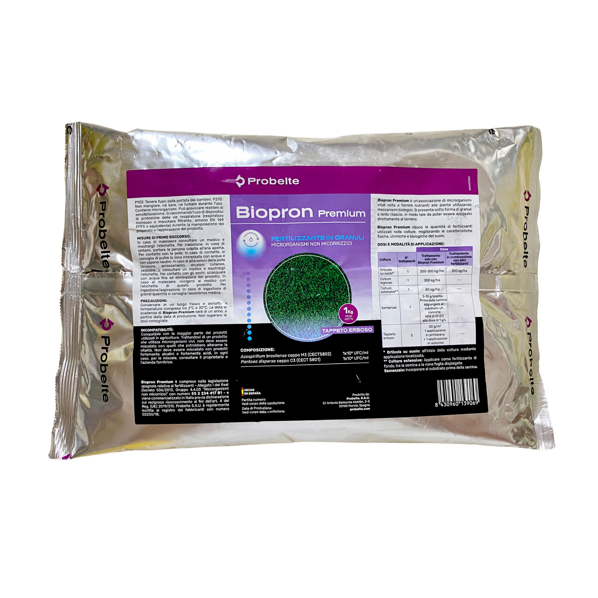 Bio-fertilizzante in granuli per tappeti erbosi 1 kg Biopron Premium Probelte | Microrganismi utili e sostanza organica - NaturePro