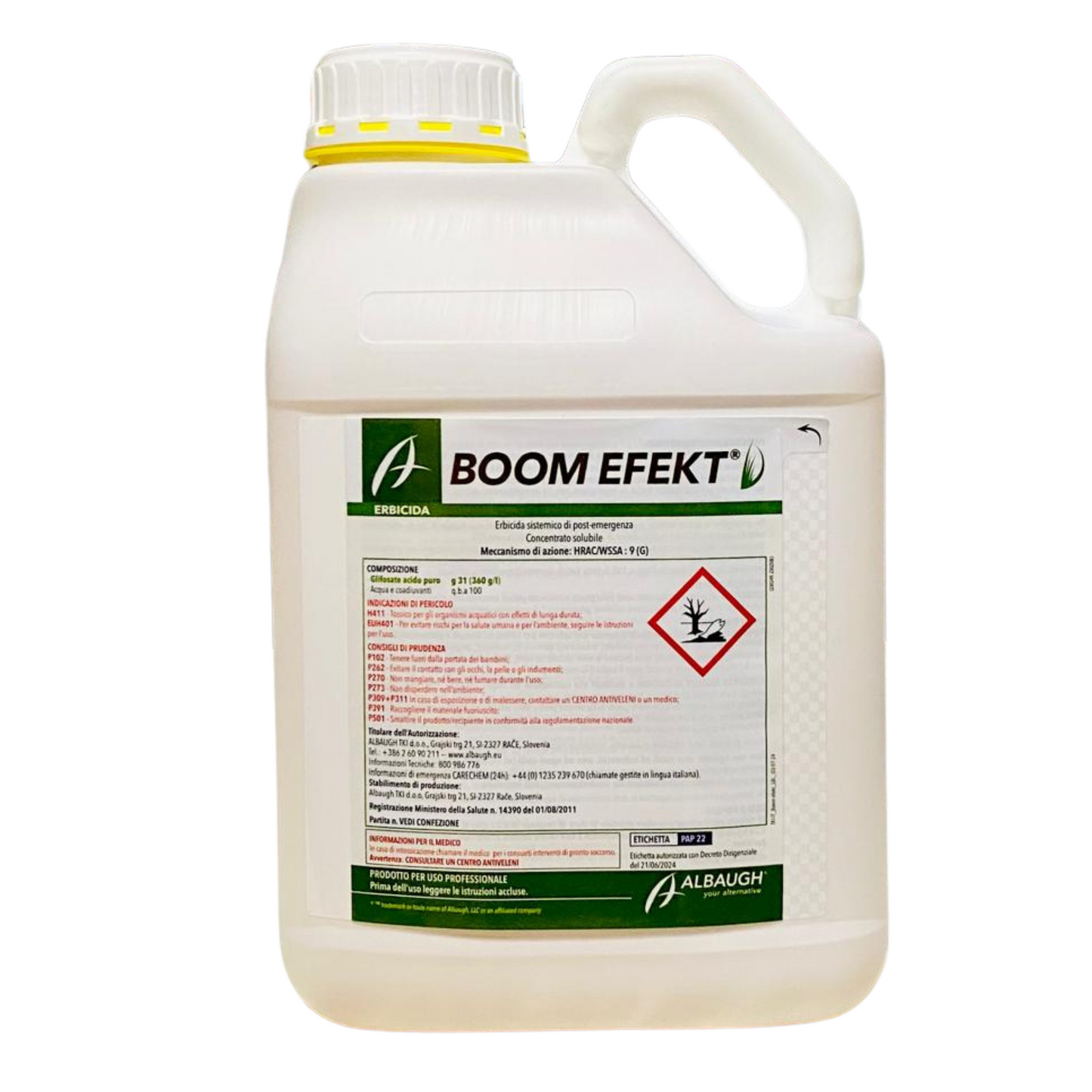 Diserbante sistemico Boom Efekt 5 L | Erbicida totale glifosate | Controllo infestanti in post-emergenza