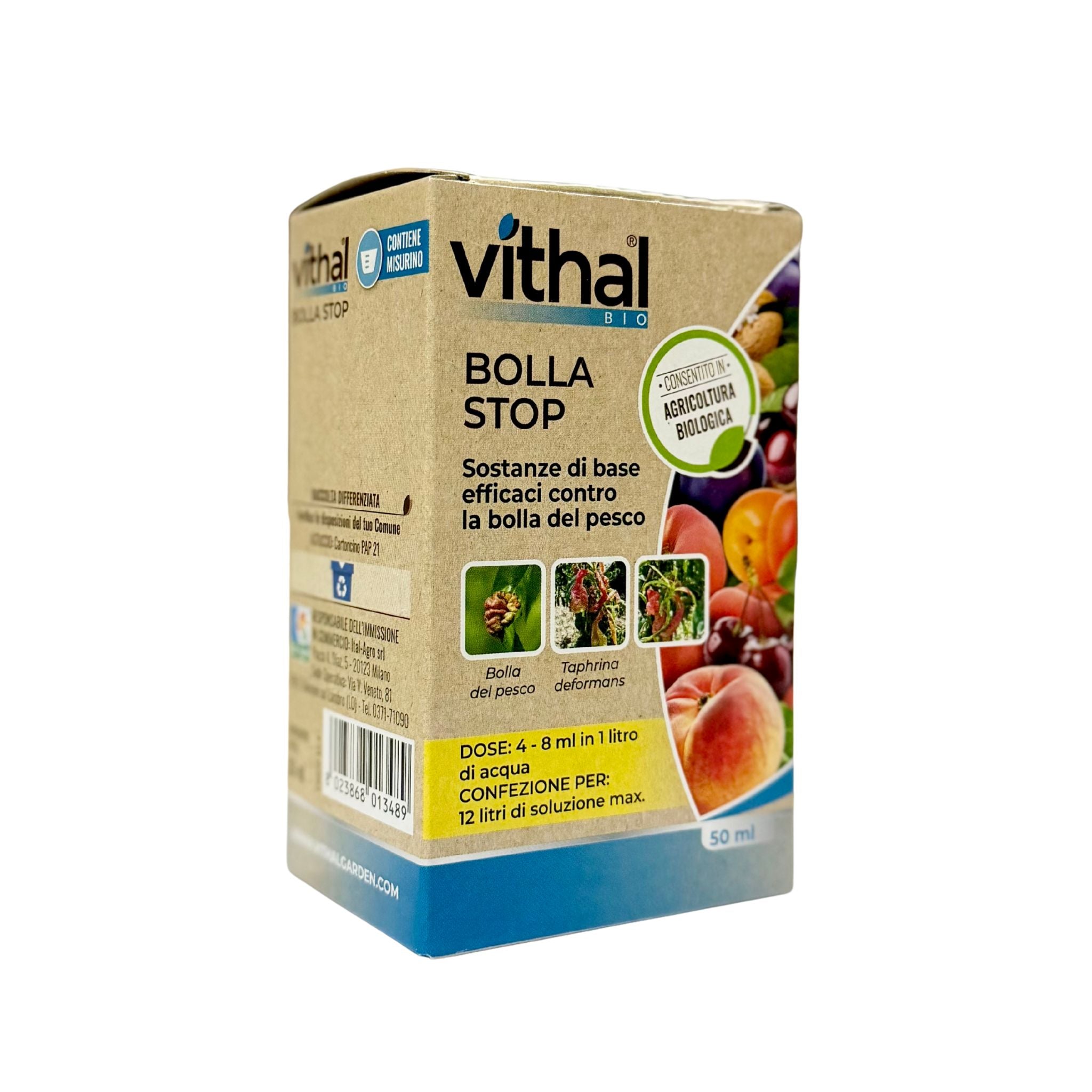 Vithal Bio Bolla Stop 50 ml – fungicida biologico contro la bolla del pesco – sostanze di base equiseto + chitosano - NaturePro