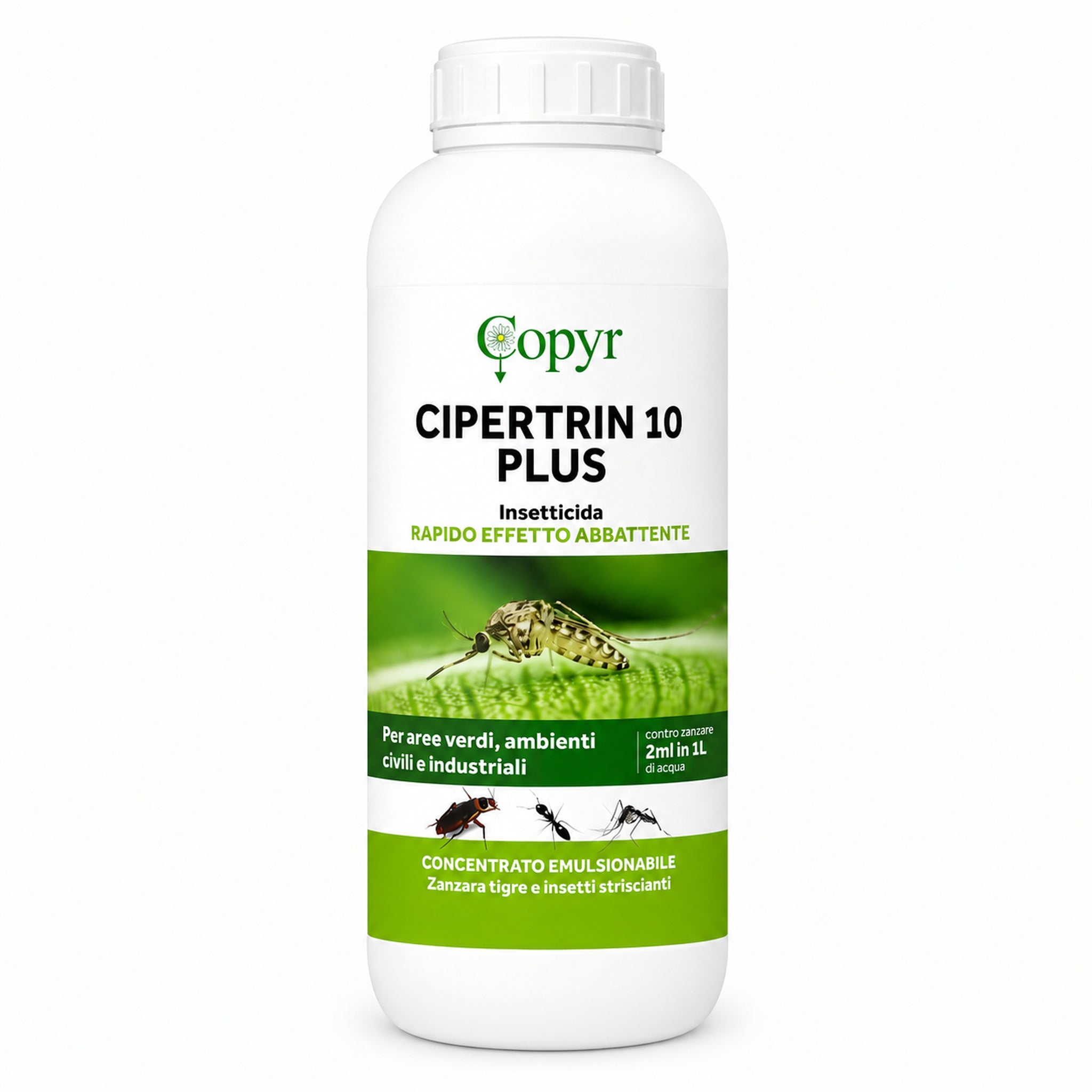Cipertrin 10 Plus Copyr 1 L – Insetticida contro Zanzara Tigre, Insetti Striscianti e Volanti - NaturePro