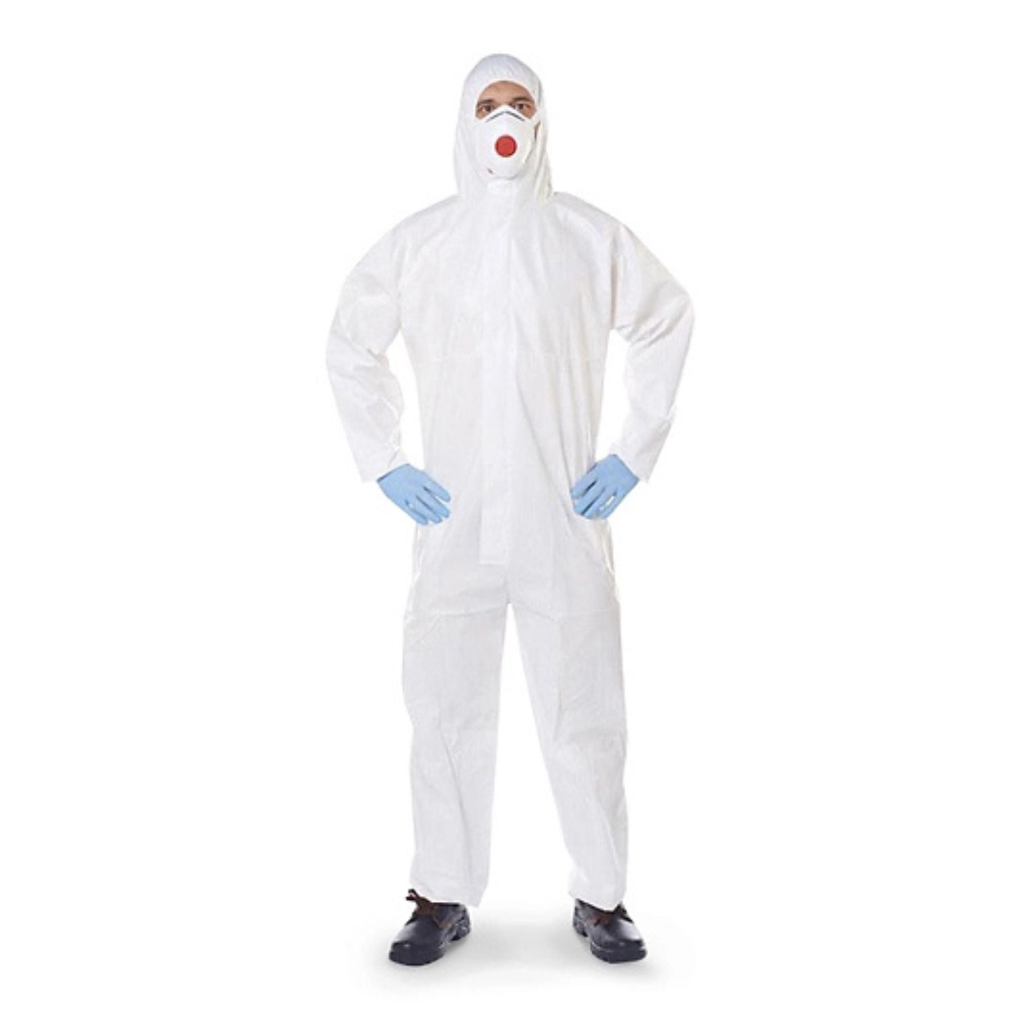 Tuta monouso bianca in polipropilene 40 g/m² con cappuccio ed elastici - NaturePro