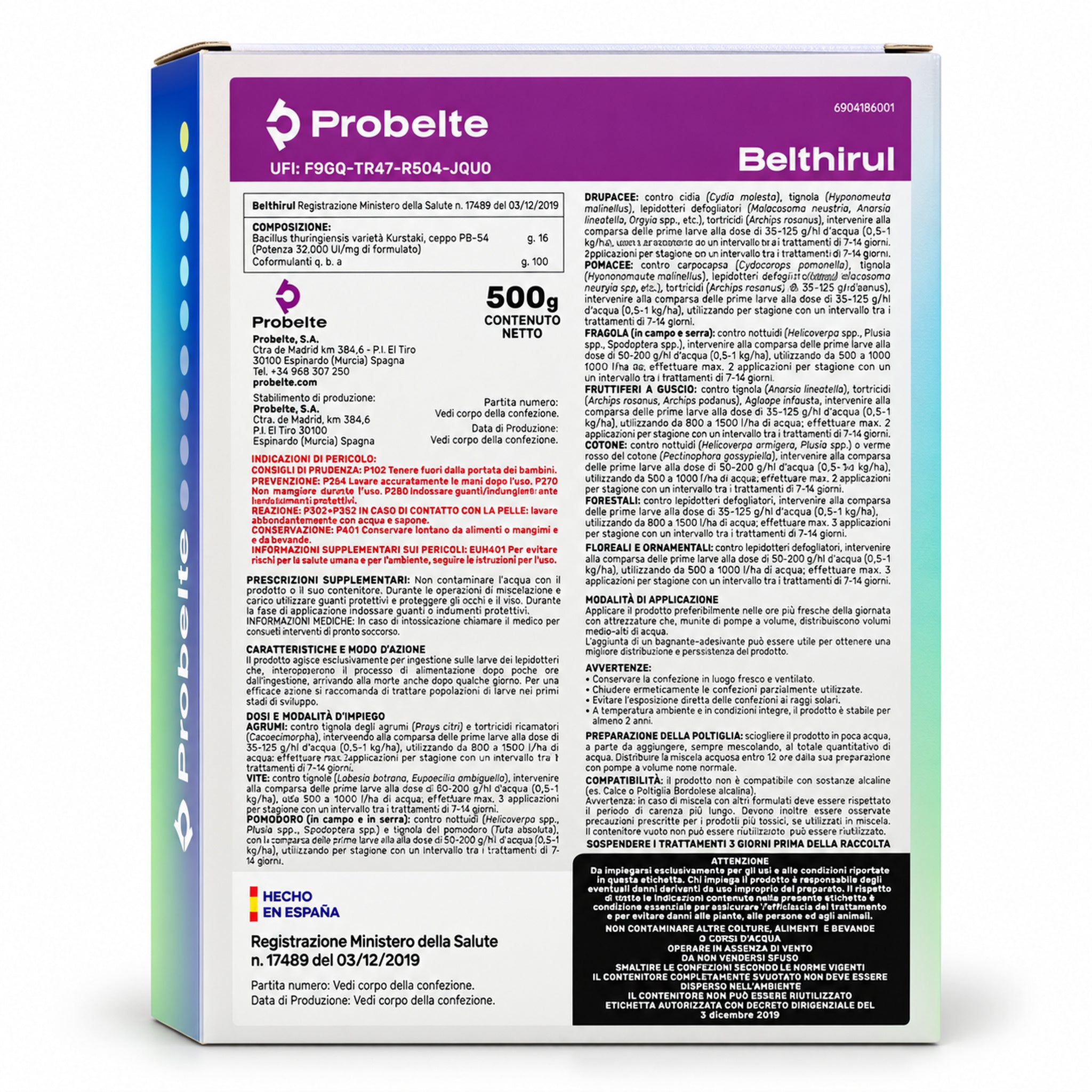 Belthirul Probelte 500 gr – Insetticida Biologico a Base di Bacillus thuringiensis  per Orto, Frutteto
