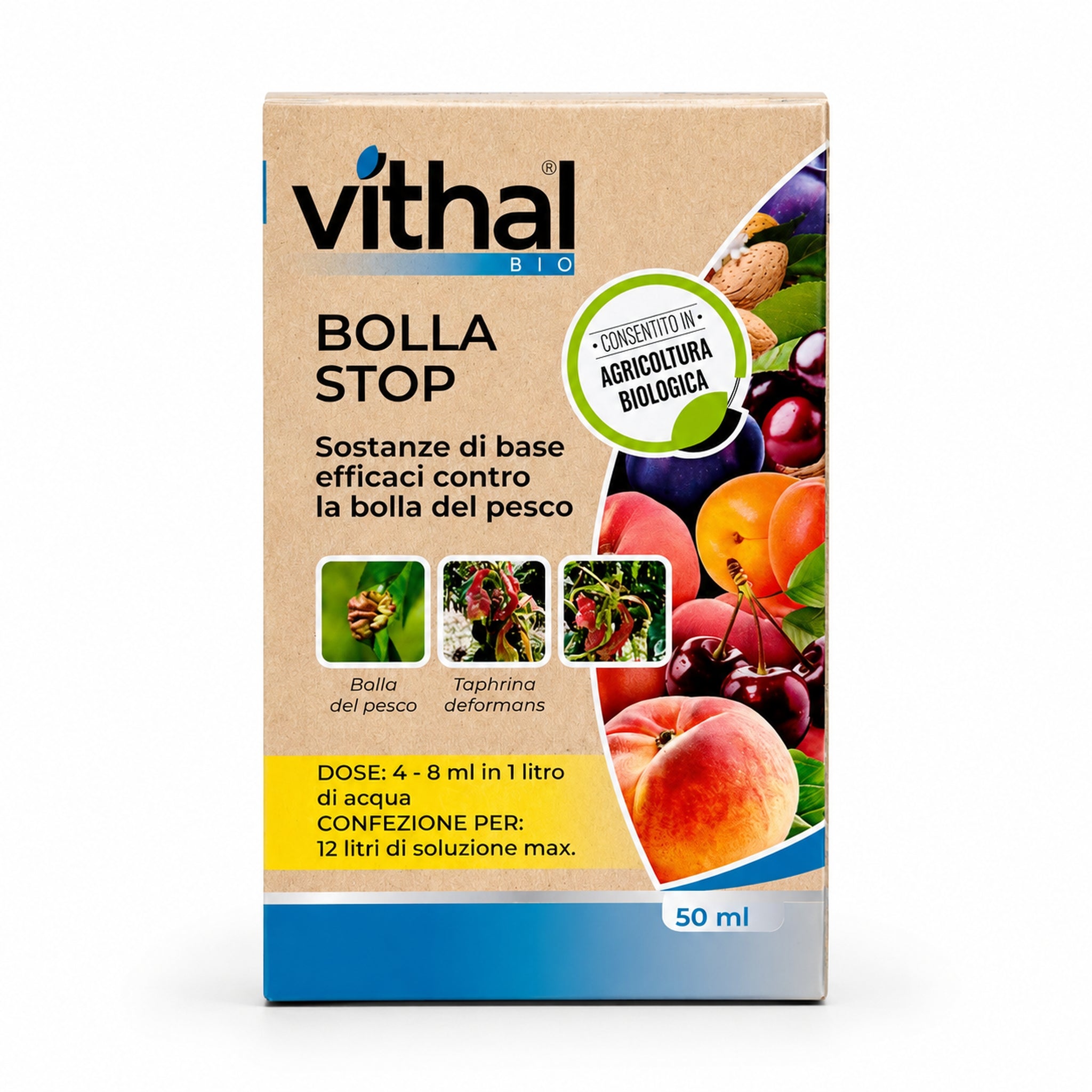 Vithal Bio Bolla Stop 50 ml – fungicida biologico contro la bolla del pesco  – Equiseto + Chitosano
