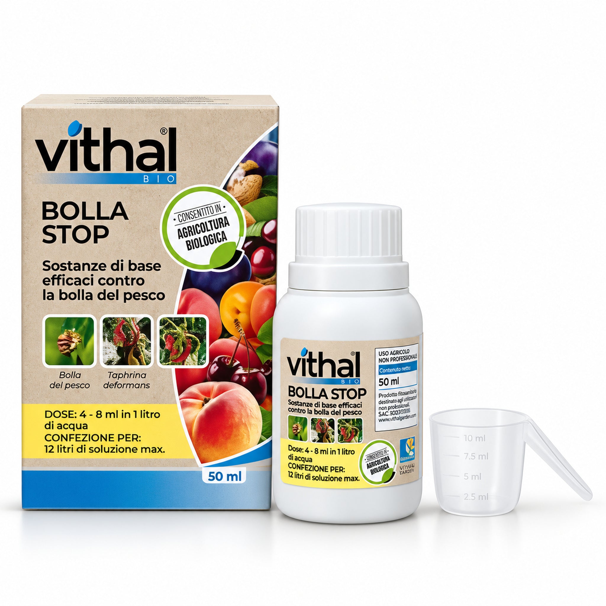 Vithal Bio Bolla Stop 50 ml – fungicida biologico contro la bolla del pesco  – Equiseto + Chitosano