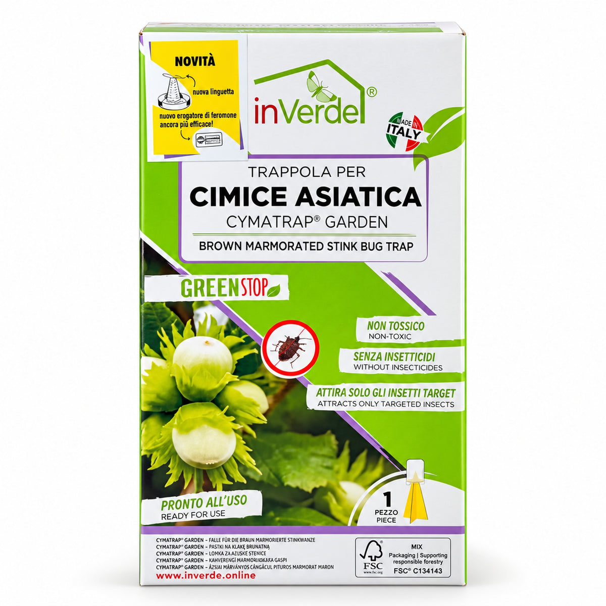 CYMATRAP® GARDEN Trappola per Cimice Asiatica – Trappola a Feromoni Pronta all’Uso, Senza Insetticidi, Non Tossica, per Orto e Piccoli Frutteti