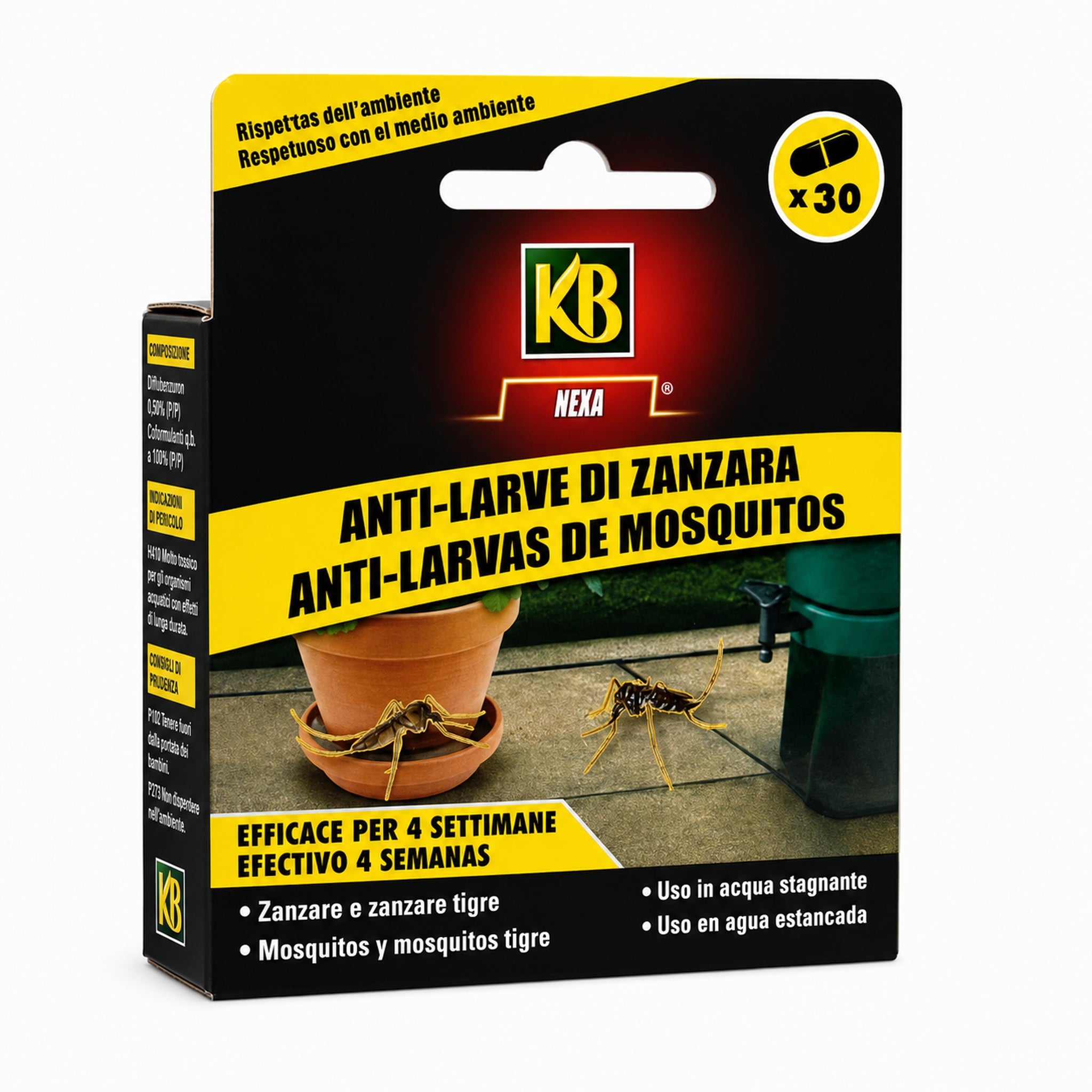 Anti larve di zanzara KB 30 capsule solubili – controllo larve e zanzara tigre
