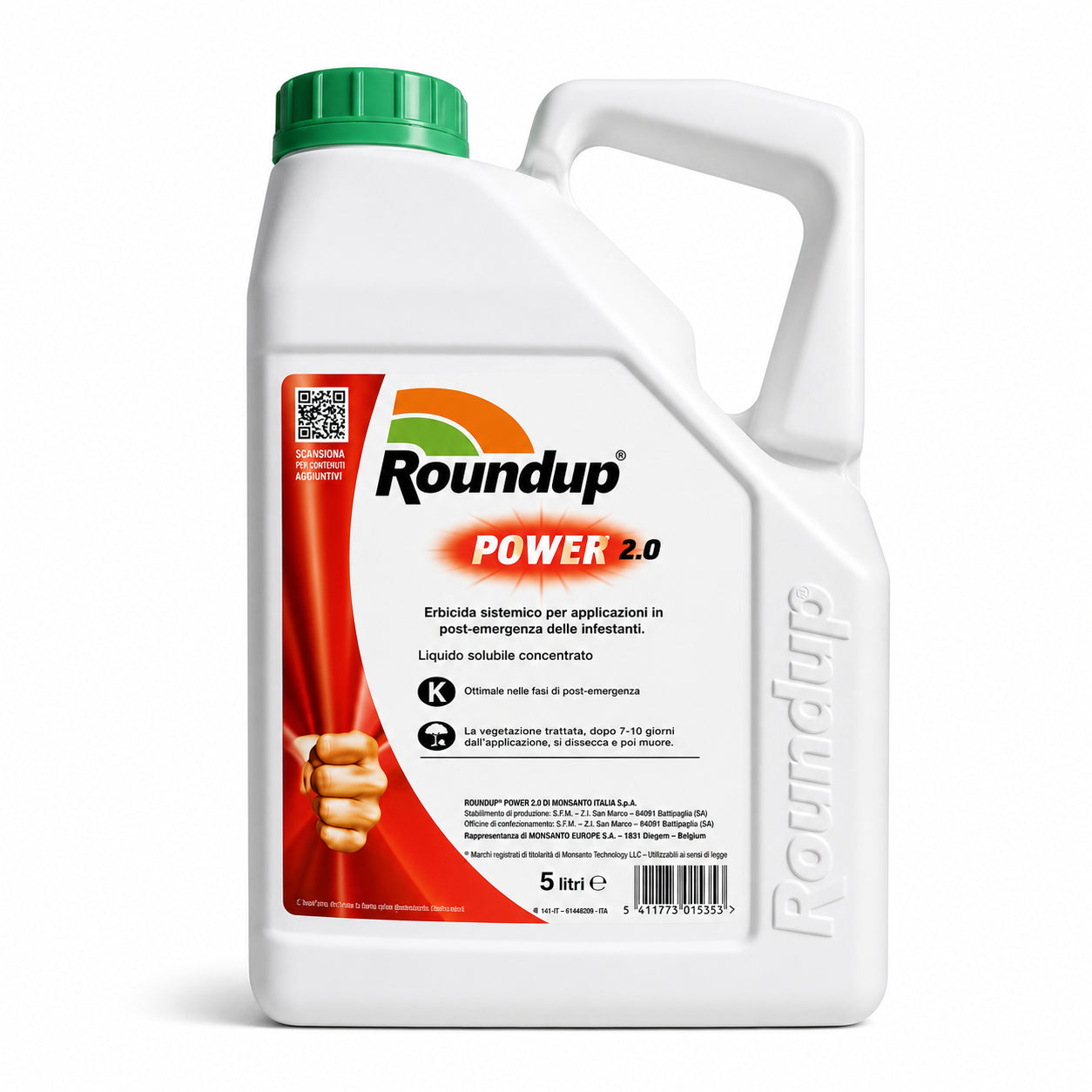 Roundup Power 2.0 - Diserbante totale sistemico 5 litri | Erbicida per infestanti foglia larga e stretta - NaturePro