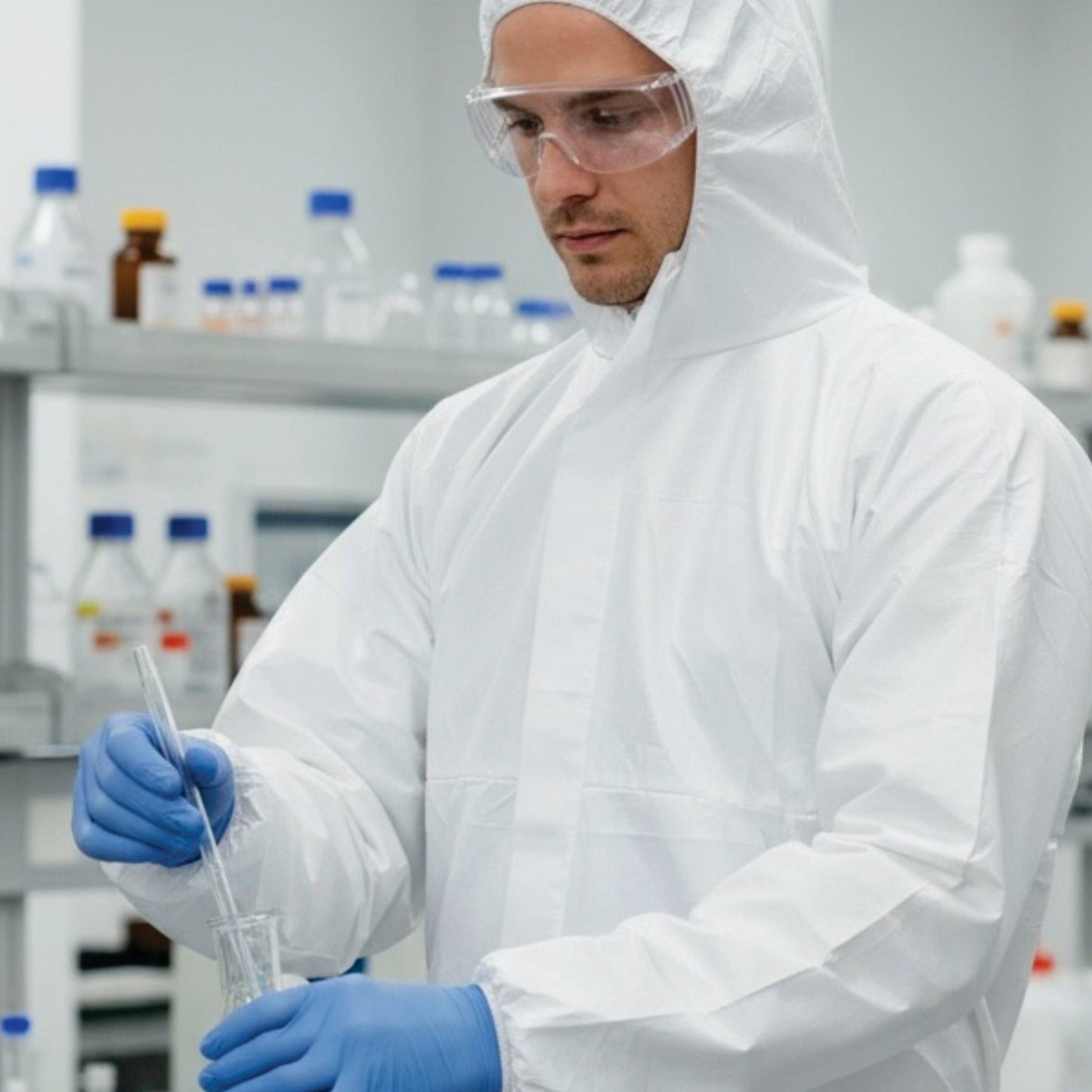 Tuta monouso bianca in polipropilene 40 g/m² con cappuccio ed elastici - NaturePro