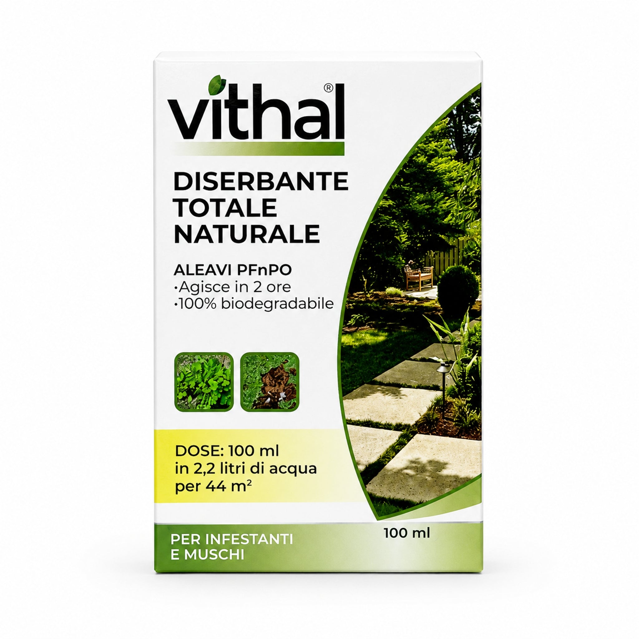Vithal Diserbante Totale Naturale Aleavi PFnPO 100 ml – Per Infestanti e Muschi, 100% Biodegradabile