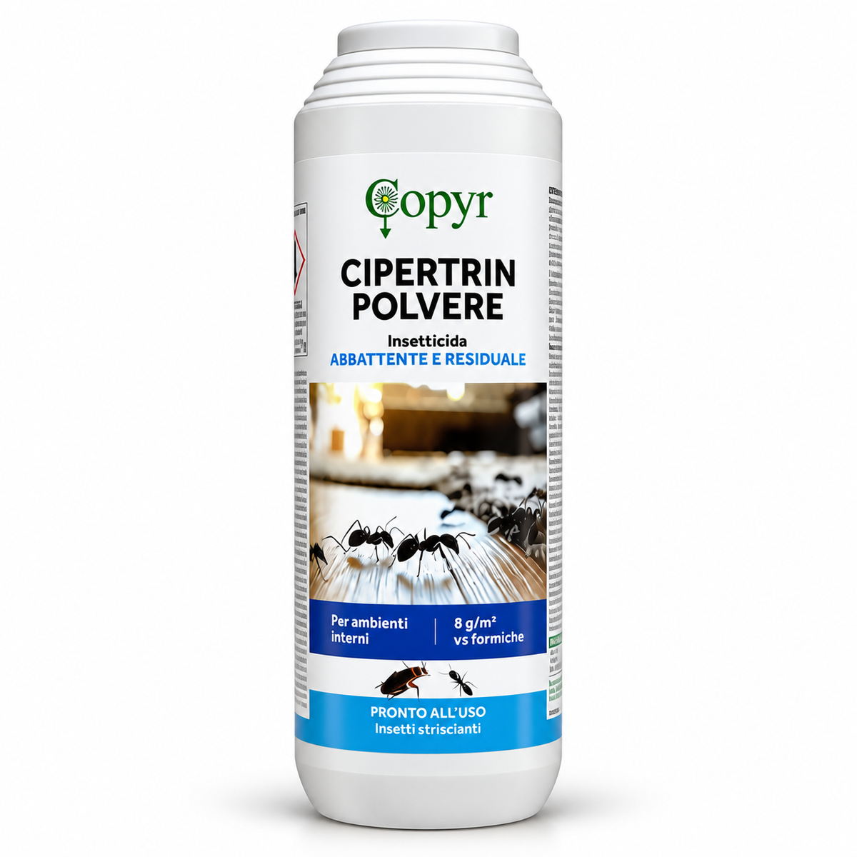 Cipertrin Polvere 1 kg – Insetticida Cipermetrina Pronto all’Uso contro Formiche e Insetti Striscianti, Azione Abbattente e Residuale