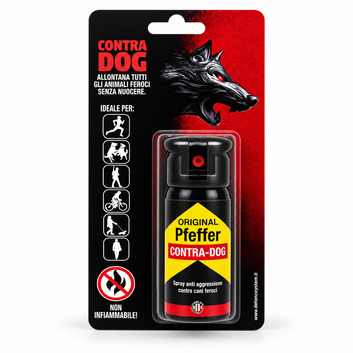 CONTRA-DOG Original Pfeffer Spray Dissuasore per Cani Aggressivi e Animali Feroce, Getto Fino a 4 m, 40 ml, Defence System 2.0