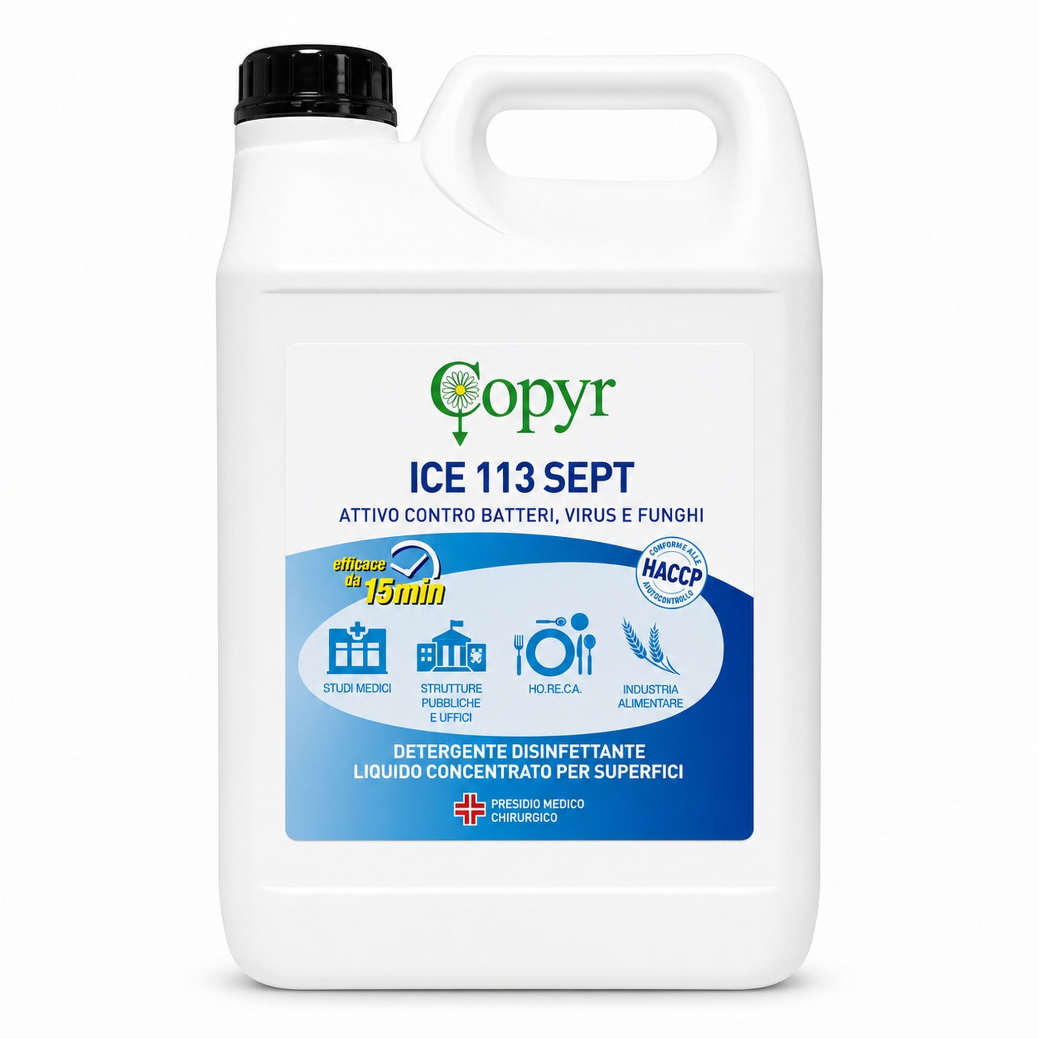 ICE 113 SEPT 5 L Copyr – Detergente Disinfettante per Superfici ad Azione Battericida, Fungicida e Virucida - NaturePro