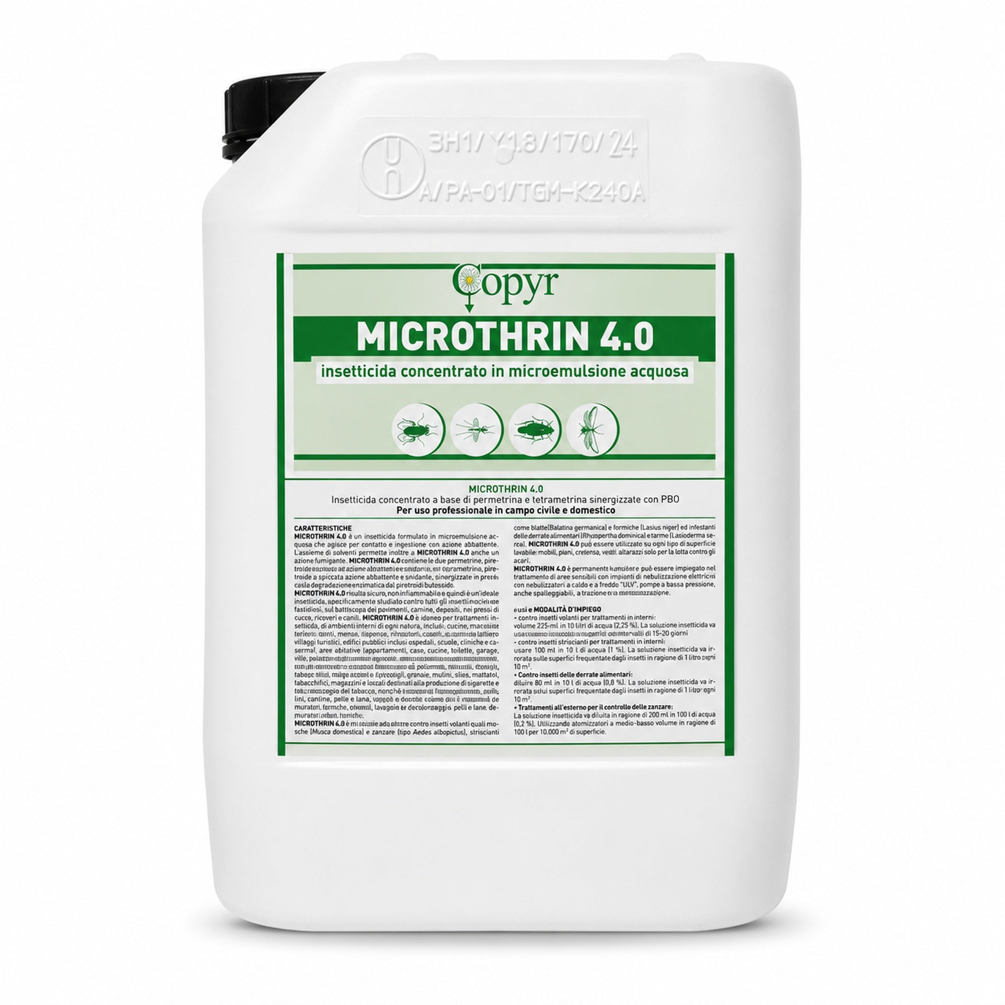 Microthrin 4.0 5 L – Insetticida Concentrato Professionale per Uso Civile e Domestico contro Zanzare, Mosche, Blatte e Formiche - NaturePro