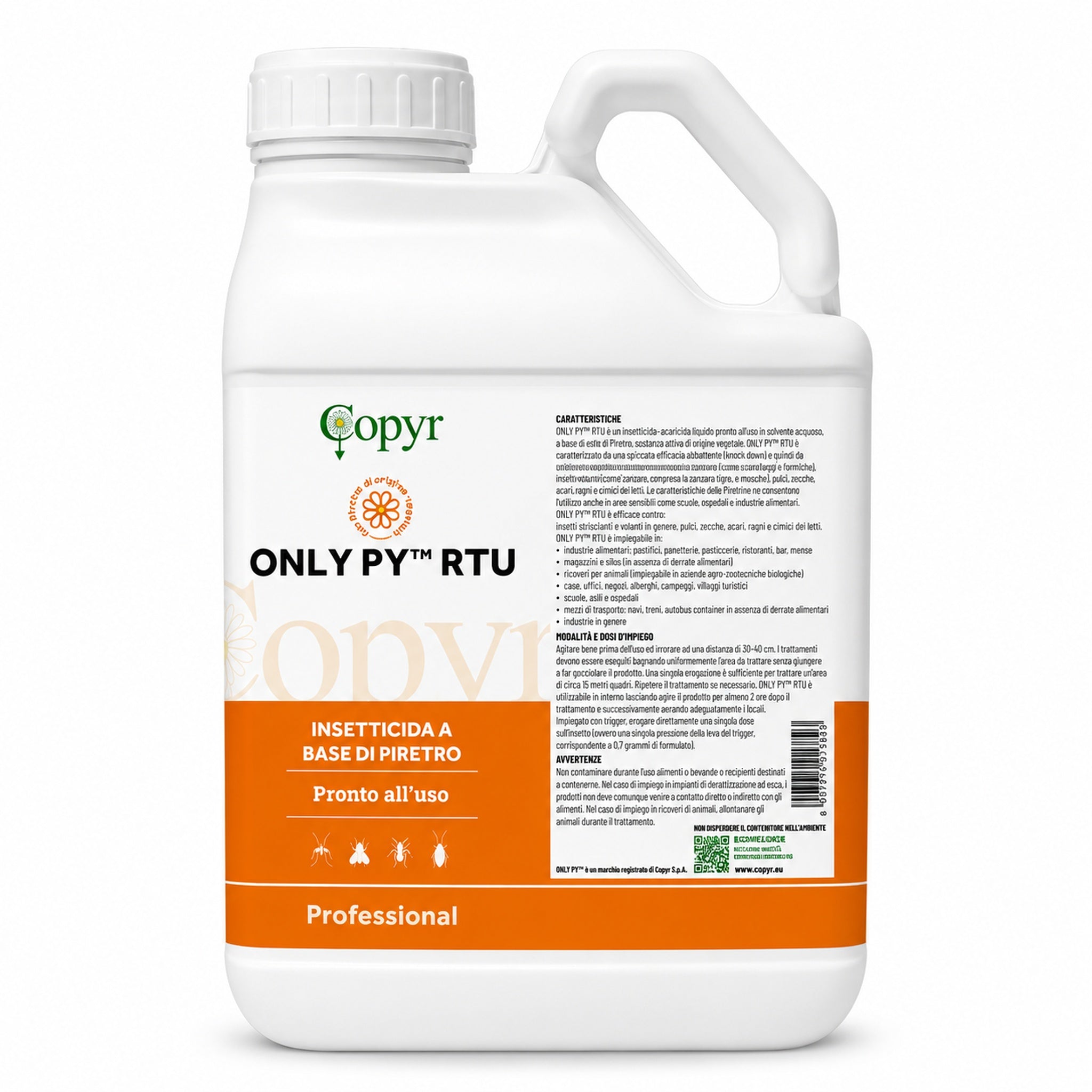 Only Py RTU 5 L Copyr – Insetticida Acaricida Pronto all’Uso a Base di Piretro per Interni - NaturePro
